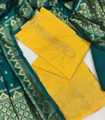 yellow jacquard woven dress material