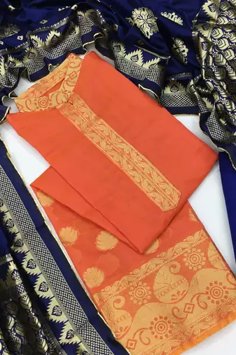 peach jacquard woven dress material