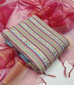 sky blue cotton hand embroidery dress material