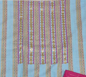 sky blue cotton hand embroidery dress material 4
