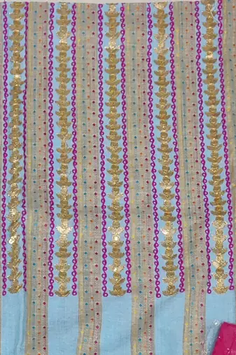 sky blue cotton hand embroidery dress material