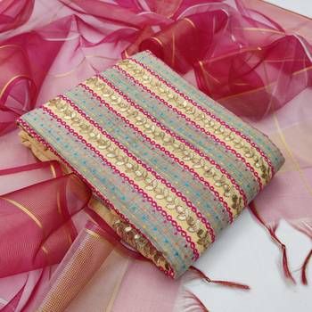 beige cotton hand embroidery dress material 1