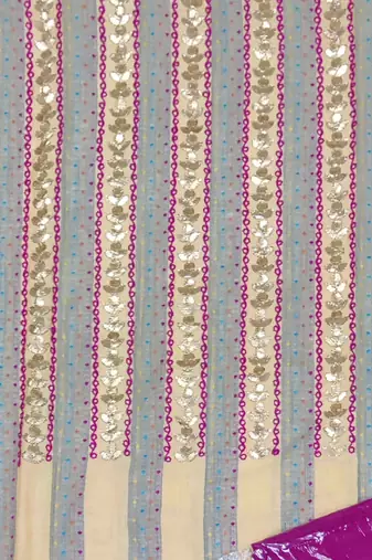 beige cotton hand embroidery dress material