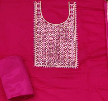 pink chanderi hand embroidery dress material 4