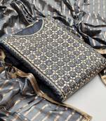 grey chanderi hand embroidery dress material