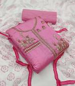 pink cotton hand embroidery dress material