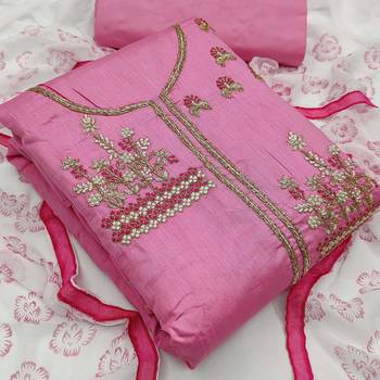 pink cotton hand embroidery dress material 3