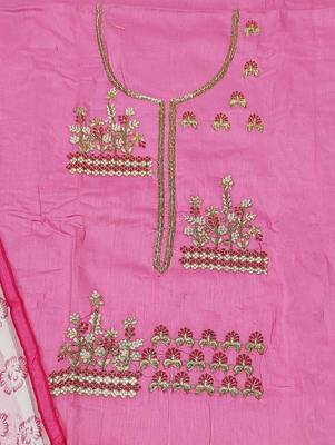 pink cotton hand embroidery dress material 4