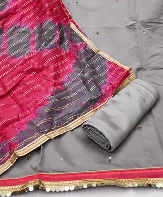 grey chanderi hand embroidery dress material 4