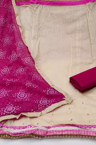 beige cotton hand embroidery dress material
