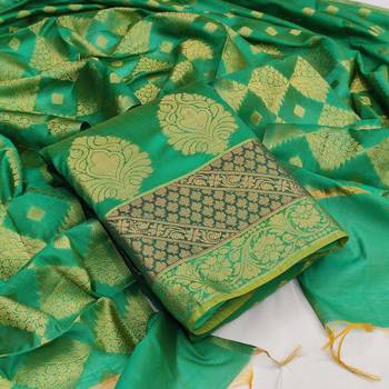 green jacquard woven dress material 1