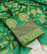 green jacquard woven dress material