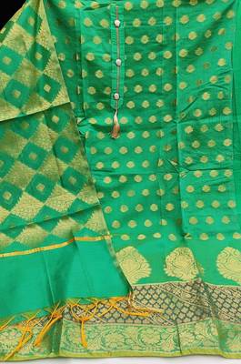 green jacquard woven dress material 2