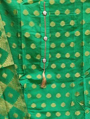 green jacquard woven dress material 3