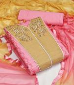 pink cotton embroidered dress material