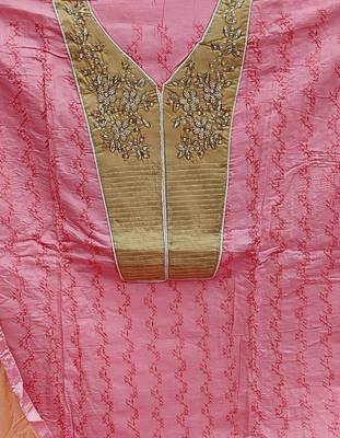 pink cotton embroidered dress material 3