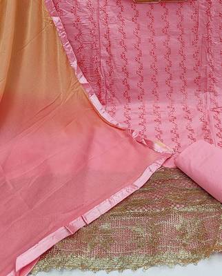 pink cotton embroidered dress material 4