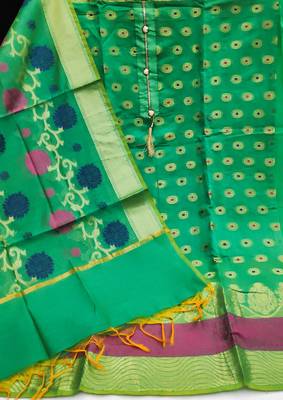 green jacquard woven dress material 2