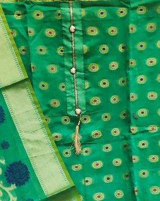 green jacquard woven dress material 3