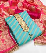 sky blue jacquard woven dress material