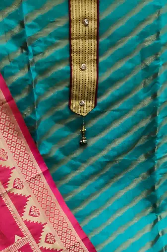 sky blue jacquard woven dress material