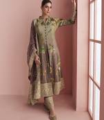 onion silk embroidered anarkali with pant and dupatta