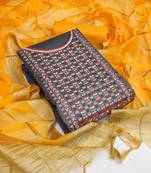 grey cotton embroidered dress material
