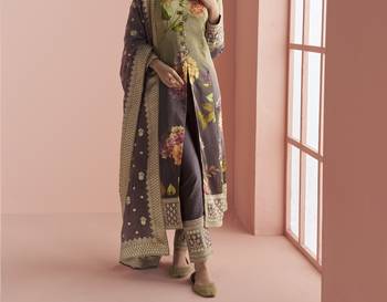 Wine silk embroidered Anarkali with pant and dupatta 3