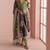 Wine silk embroidered Anarkali with pant and dupatta