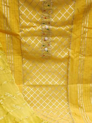 yellow cotton embroidered dress material 4