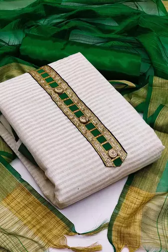 white jacquard woven dress material