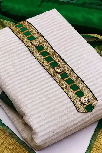 white jacquard woven dress material