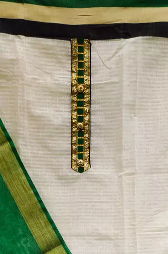 white jacquard woven dress material
