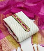 white jacquard woven dress material