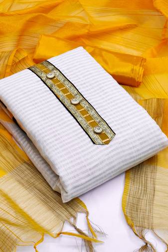 white jacquard woven dress material