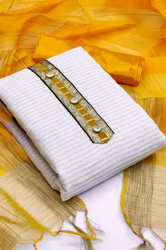 white jacquard woven dress material