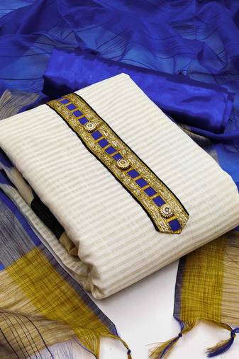 white jacquard woven dress material