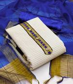 white jacquard woven dress material