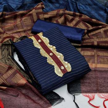 blue jacquard woven dress material 1