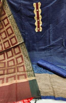 blue jacquard woven dress material 2