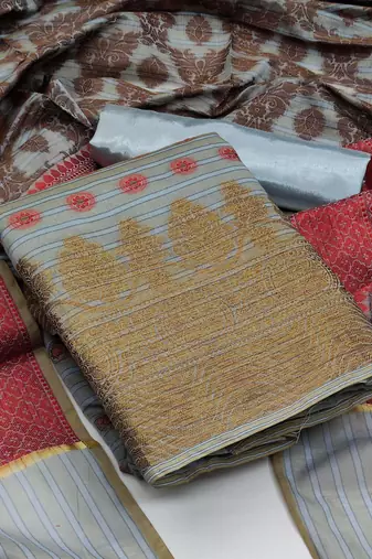 grey jacquard woven dress material