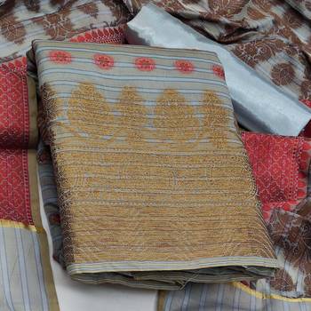 grey jacquard woven dress material 3