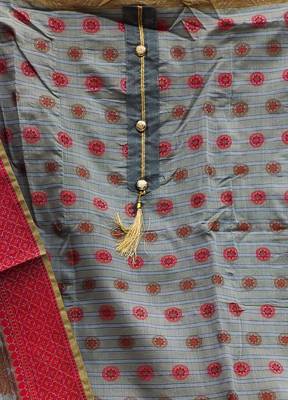 grey jacquard woven dress material 4