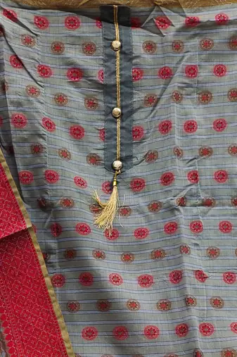 grey jacquard woven dress material