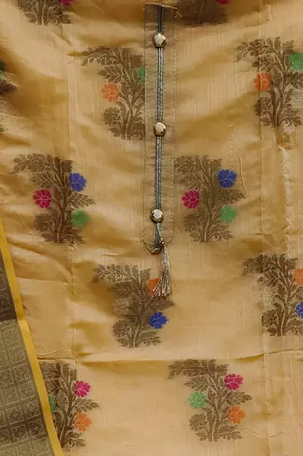 beige jacquard woven dress material