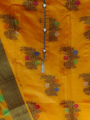 yellow jacquard woven dress material 4