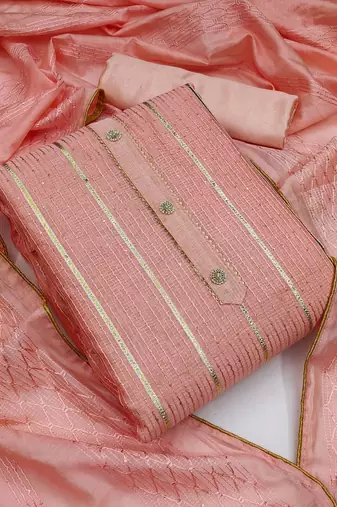 peach cotton woven dress material