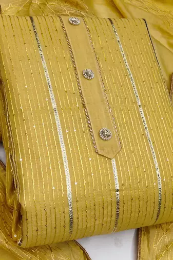 yellow cotton woven dress material