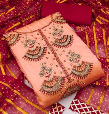 peach cotton hand embroidery dress material 3