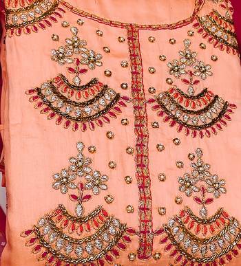peach cotton hand embroidery dress material 4